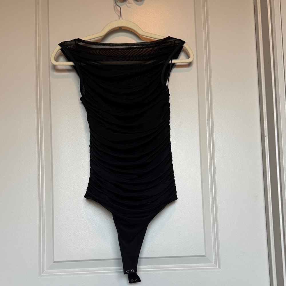 Abercrombie & Fitch Black Ruched Bodysuit